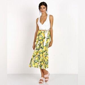 Show Me Your MuMu Flirt Skirt Yellow Citrus Midi Skirt